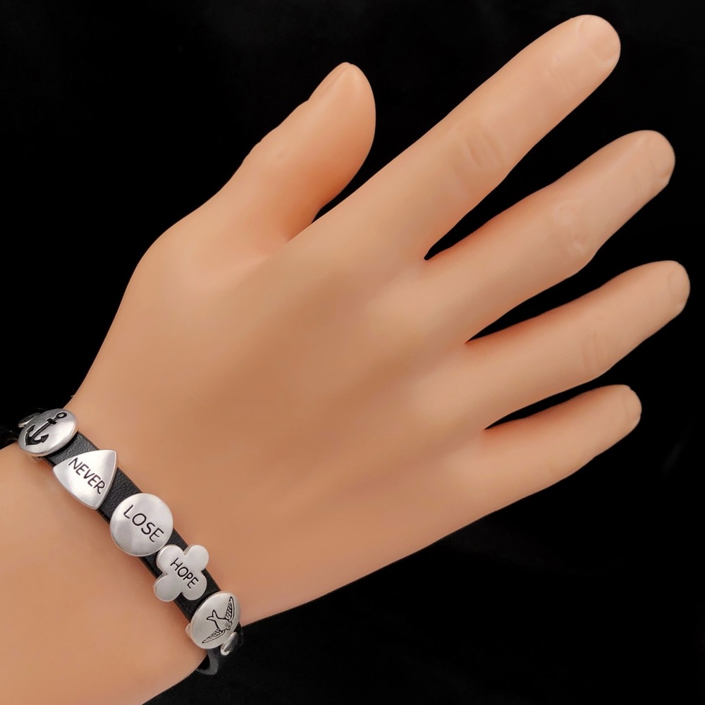 NEVER LOSE HOPE Worded Inspirational Magnetic Bracelet - Picture 2 of 2